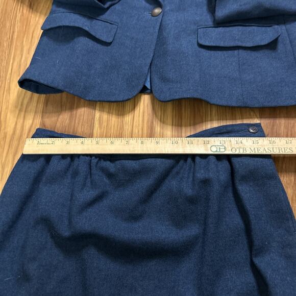 VTG Pendleton Suit Set Blue 100% Virgin Wool Blazer Skirt Career Women’s 14 USA - Picture 4 of 12
